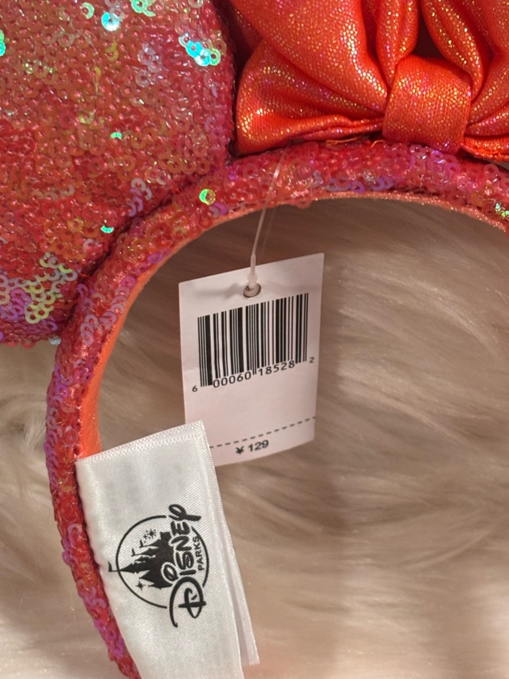 Shanghai Disney Resort Coral Plumeria Sequin Minnie Ears NWT - Picture 8 of 8